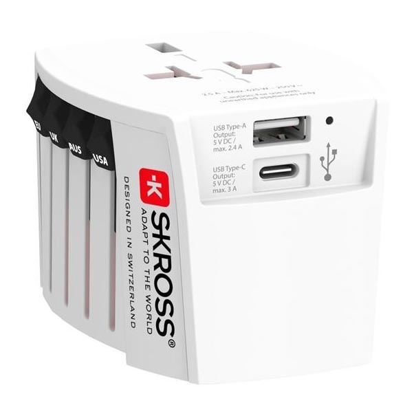 Ταξιδιωτικός αντάπτορας MUV USB AC με θύρες USB-A και USB-C, 15W