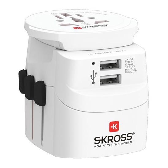 Ταξιδιωτικός αντάπτορας PRO Light USB 2A - Παγκόσμιος, UK+USA+AUS/CN, 2x θύρες USB-A 12W