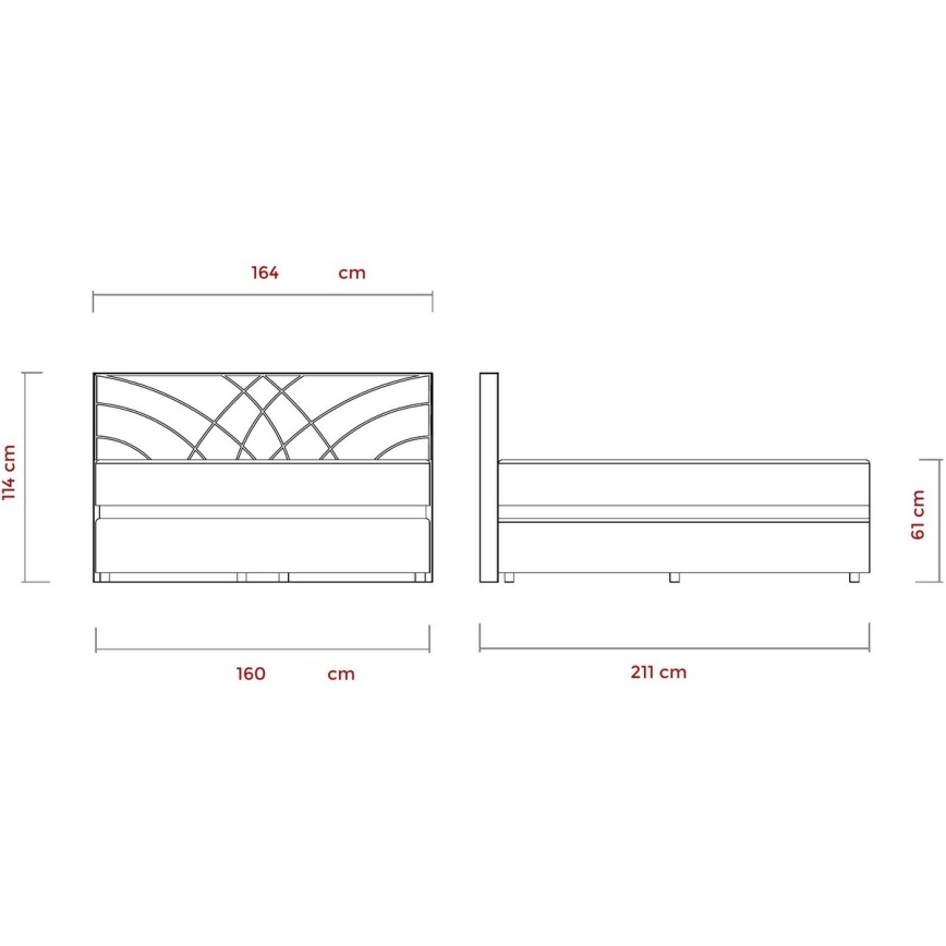 Ταπετσαρισμένο κρεβάτι GINA 160x200 cm με στρώματα και πρακτικό αποθηκευτικό χώρο — κομψό μπεζ