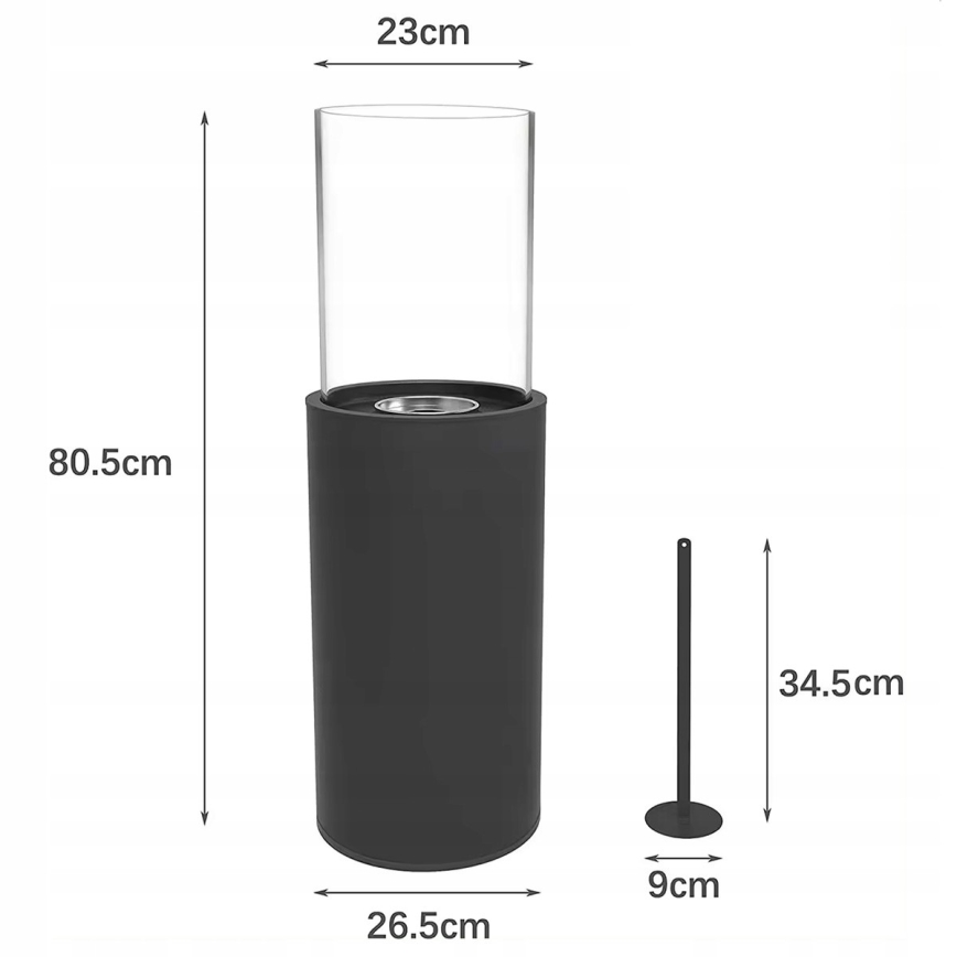 Τζάκι βιοαιθανόλης 26,5x80,5 cm μαύρο + προστατευτικό κάλυμμα