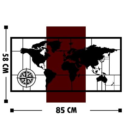 Διακοσμητικό τοίχου 58x85 εκ. χάρτης ξύλο/μέταλλο