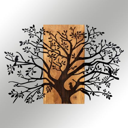 Διακοσμητικό τοίχου 85x58 εκ. δέντρο ξύλο/μέταλλο