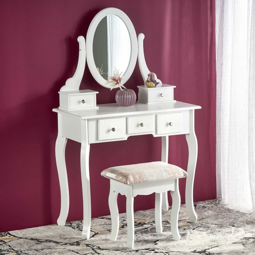 Τουαλέτα κρεβατοκάμαρας SARA 80x130 cm + stool 45x37 cm λευκό