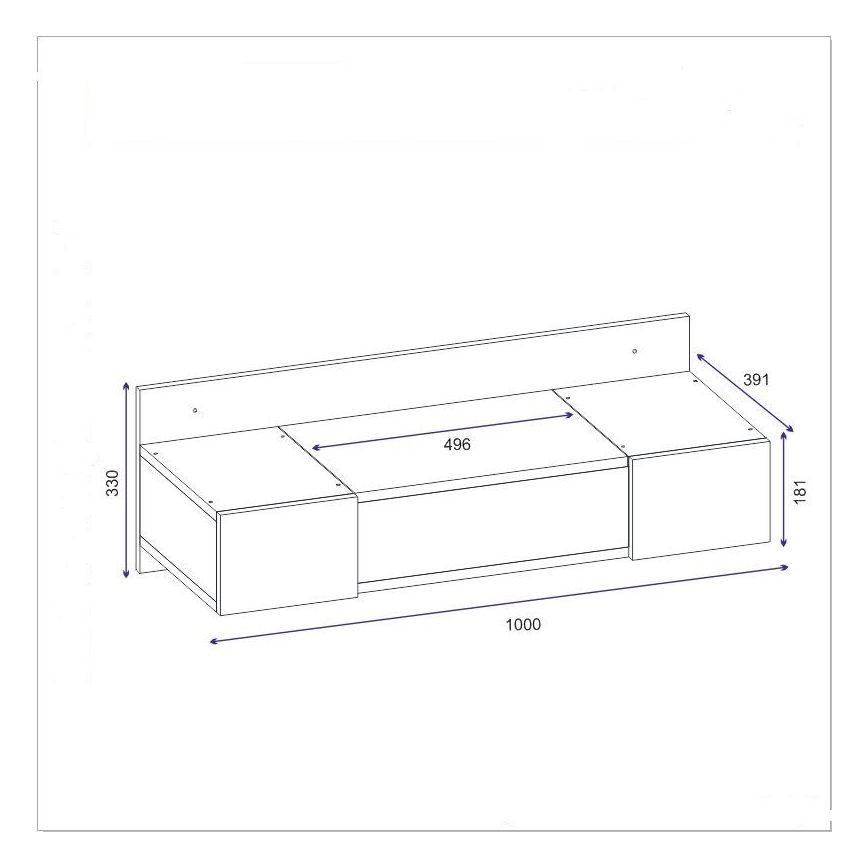 Τουαλέτα κρεβατοκάμαρας κρεμαστή ZAKKUM 33x100 cm ανθρακί