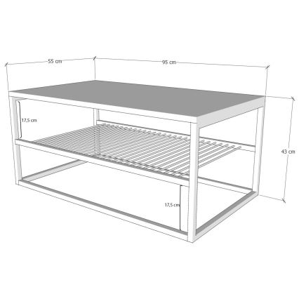 Τραπεζάκι σαλονιού ASUDE 43x95 cm μαύρο/λευκό