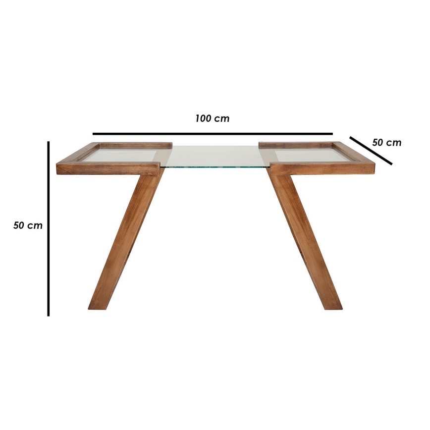 Τραπεζάκι σαλονιού ATAR 100x50 cm οξιά/γυαλί