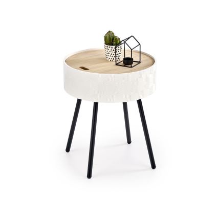 Τραπεζάκι σαλονιού AURA 45x38 cm λευκό/μαύρο/μπεζ