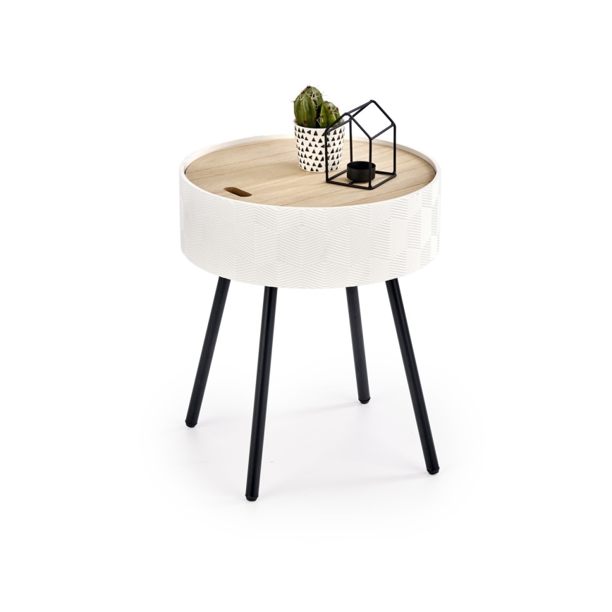 Τραπεζάκι σαλονιού AURA 45x38 cm λευκό/μαύρο/μπεζ