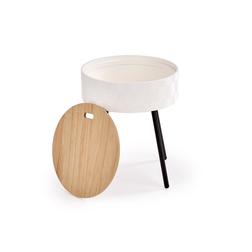 Τραπεζάκι σαλονιού AURA 45x38 cm λευκό/μαύρο/μπεζ