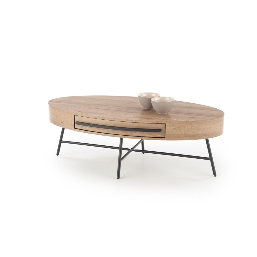 Τραπεζάκι σαλονιού με ένα drawer CAROLINA 41x120 cm χρυσαφί δρυς/μαύρο