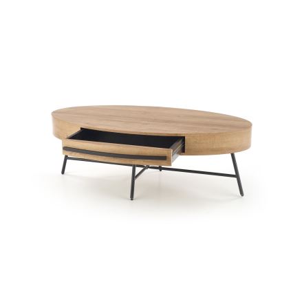 Τραπεζάκι σαλονιού με ένα drawer CAROLINA 41x120 cm χρυσαφί δρυς/μαύρο