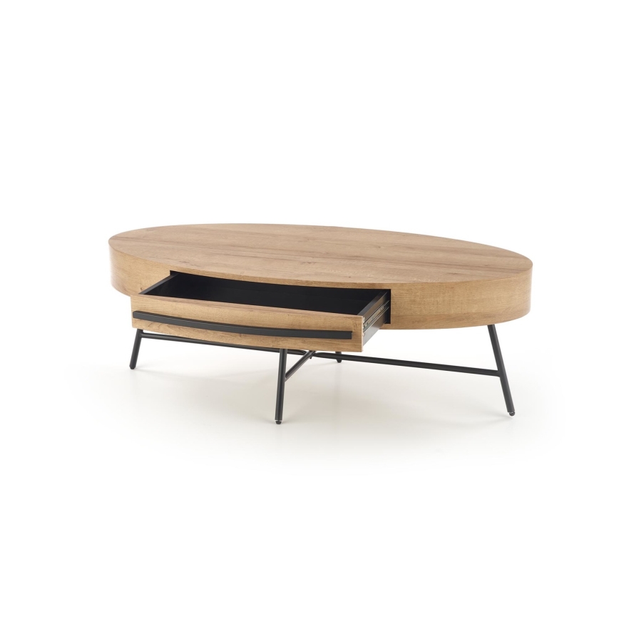 Τραπεζάκι σαλονιού με ένα drawer CAROLINA 41x120 cm χρυσαφί δρυς/μαύρο