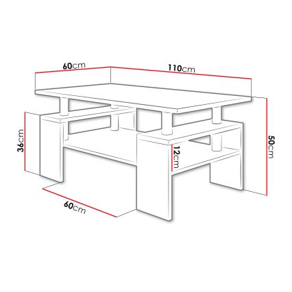 Τραπεζάκι σαλονιού CUBE 50x110 cm λευκό