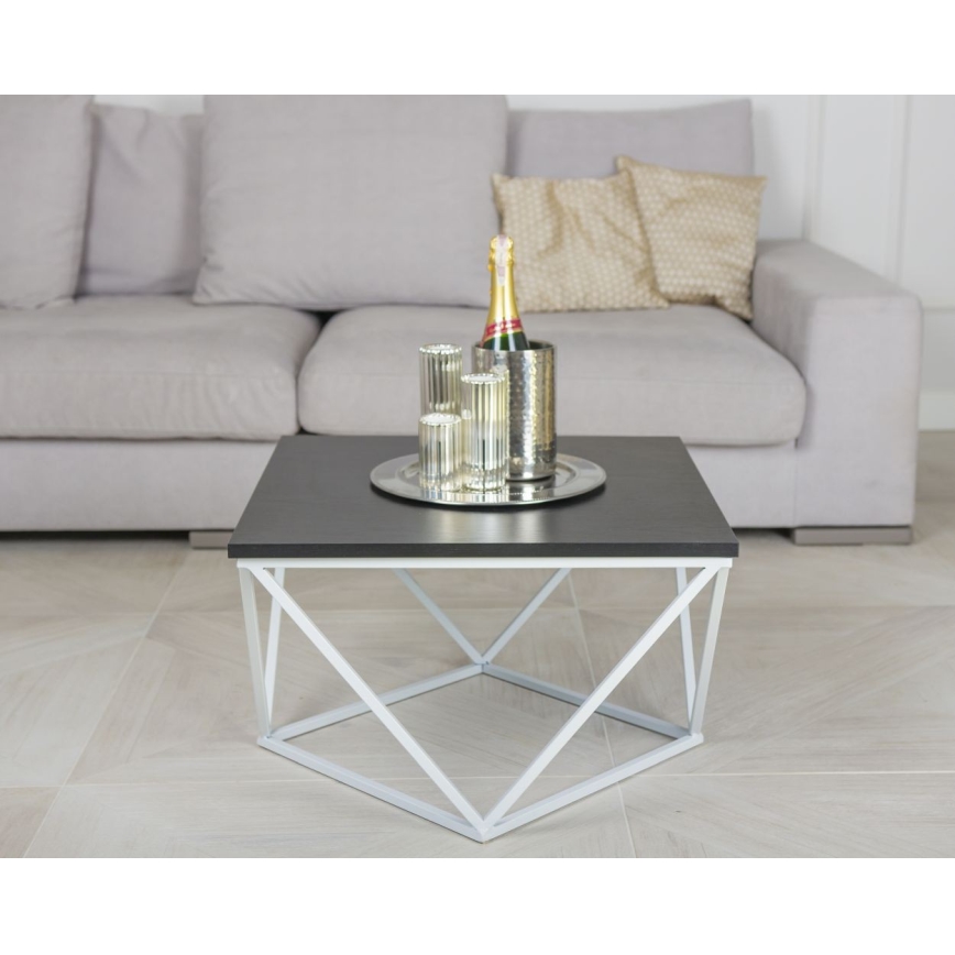 Τραπεζάκι σαλονιού CURVED 60x60 cm λευκό/μαύρο