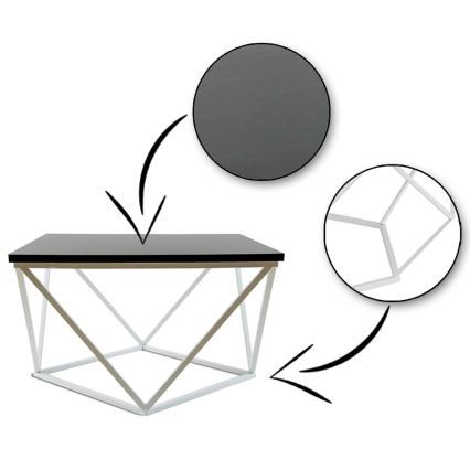 Τραπεζάκι σαλονιού CURVED 60x60 cm λευκό/μαύρο