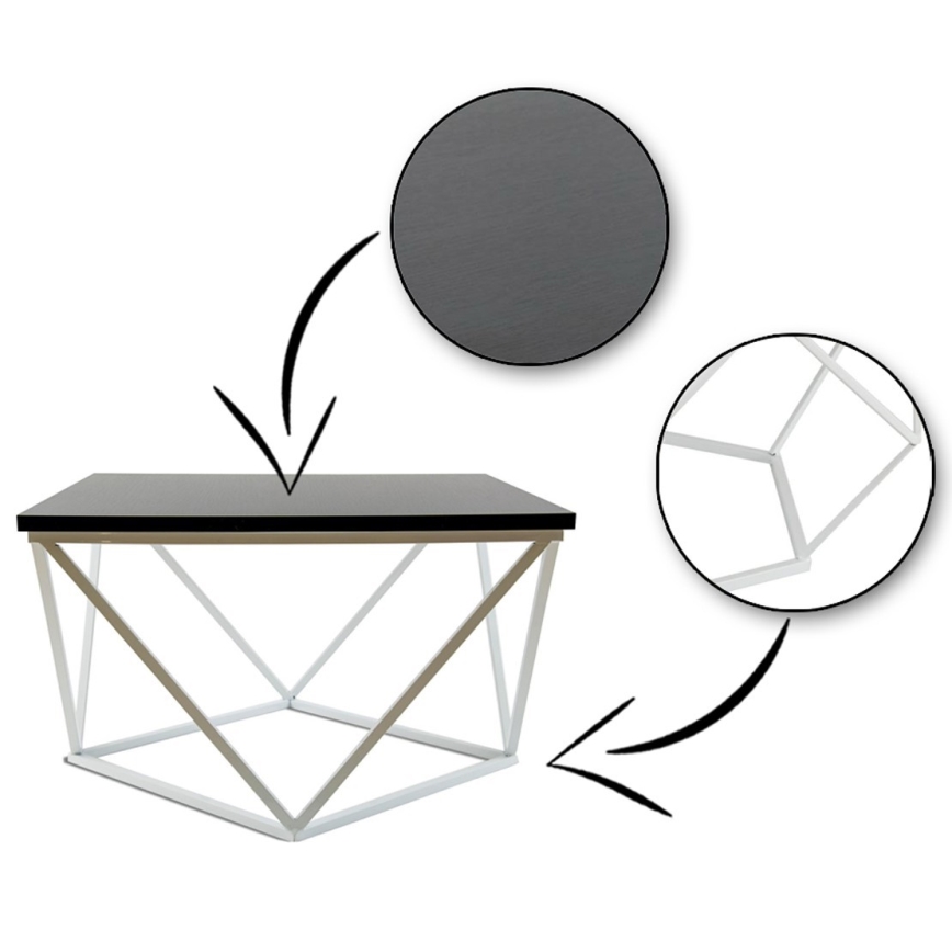 Τραπεζάκι σαλονιού CURVED 60x60 cm λευκό/μαύρο