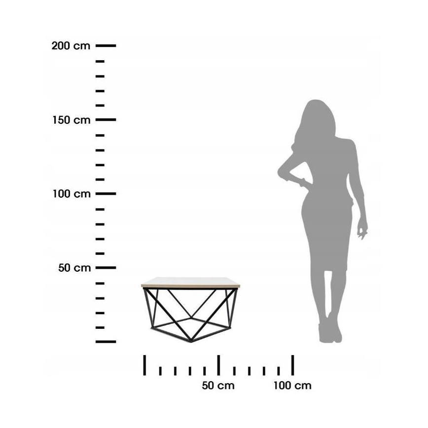 Τραπεζάκι σαλονιού CURVED 62x62 cm μαύρο/λευκό