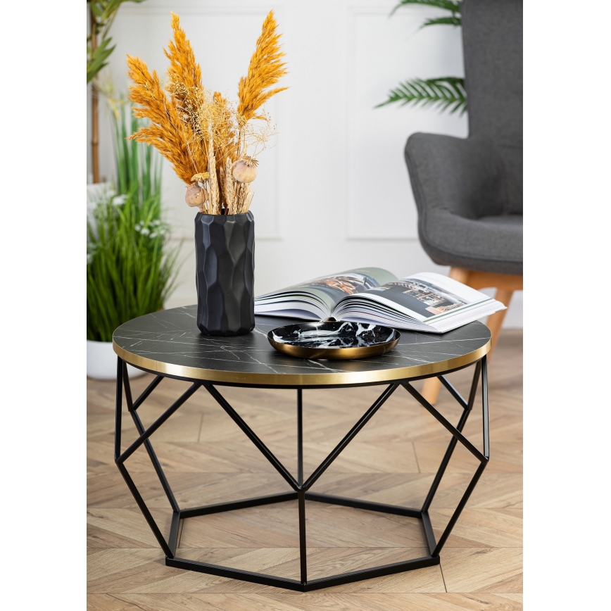 Τραπεζάκι σαλονιού DIAMOND 40x70 cm μαύρο/χρυσό