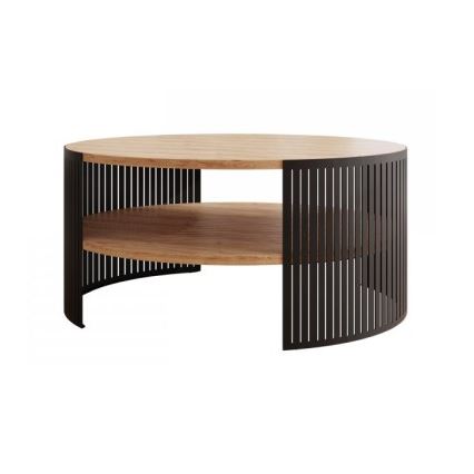 Τραπεζάκι σαλονιού FIKOLI 40x75 cm μαύρο/χρυσό δρυς