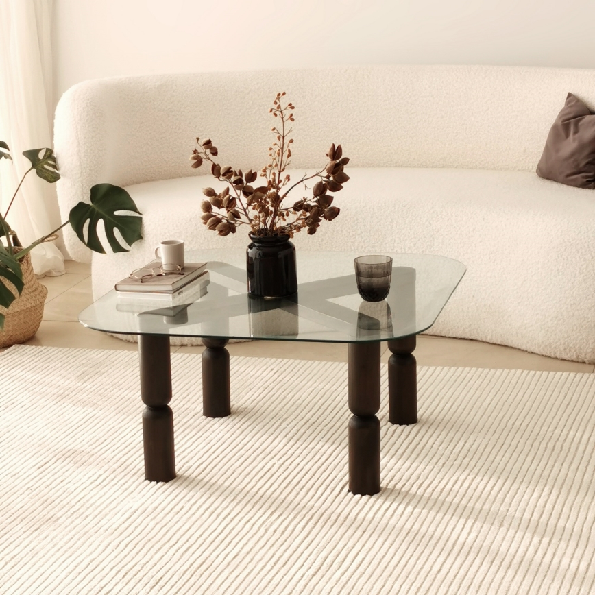 Τραπεζάκι σαλονιού KEI 40x80 cm καφέ/γυαλί