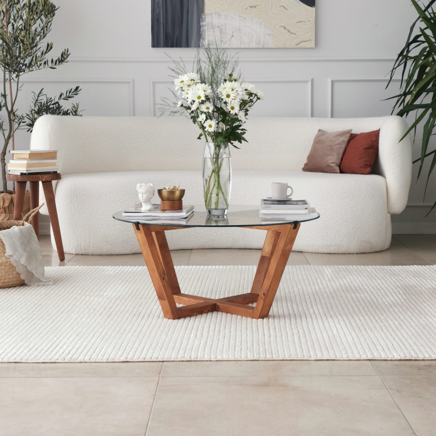 Τραπεζάκι σαλονιού LOTUS 35x75 cm καφέ/γυαλί