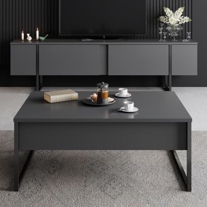 Τραπεζάκι σαλονιού LUXE 40x90 cm ανθρακί/μαύρο