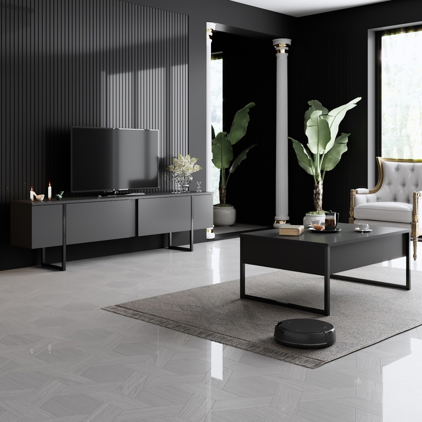 Τραπεζάκι σαλονιού LUXE 40x90 cm ανθρακί/μαύρο