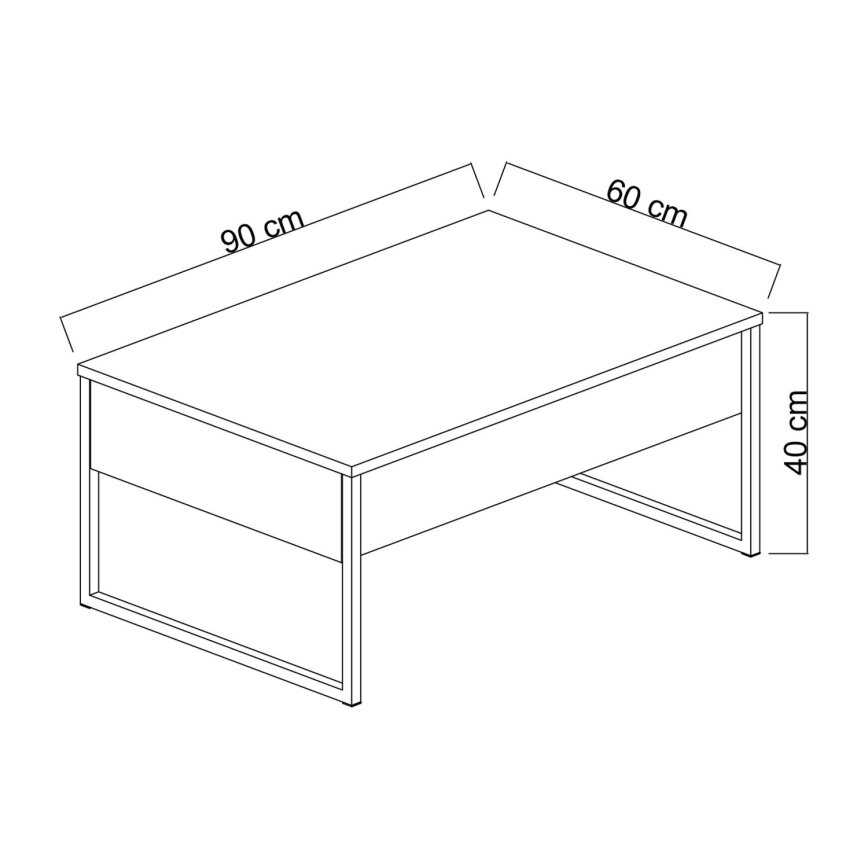 Τραπεζάκι σαλονιού LUXE 40x90 cm ανθρακί/μαύρο