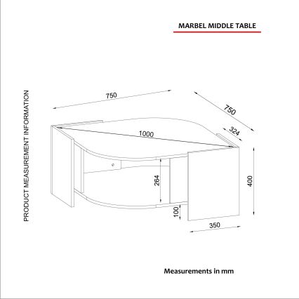 Τραπεζάκι σαλονιού MARBEL 40x75 cm καφέ/μαύρο