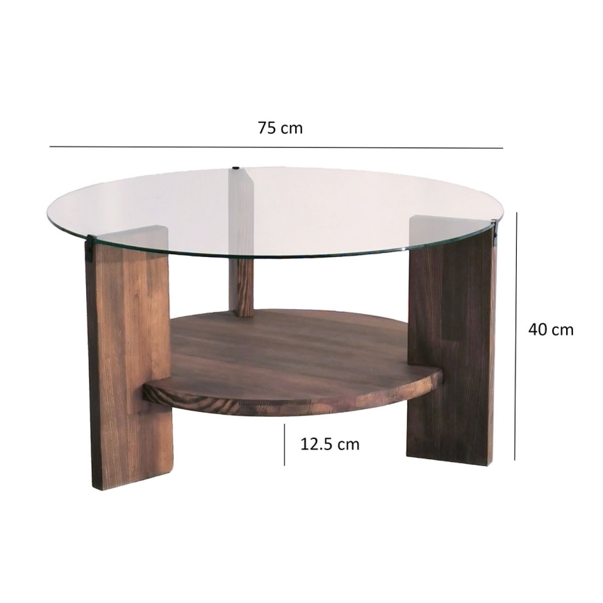 Τραπεζάκι σαλονιού MONDO 40x75 cm πεύκο/γυαλί