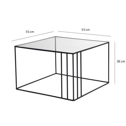 Τραπεζάκι σαλονιού OUTLINE 36x55 cm μαύρο/διαφανές