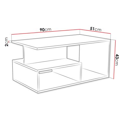 Τραπεζάκι σαλονιού PRIMA 43x90 cm λευκό