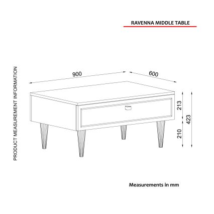 Τραπεζάκι σαλονιού RAVENNA 60x90 cm λευκό