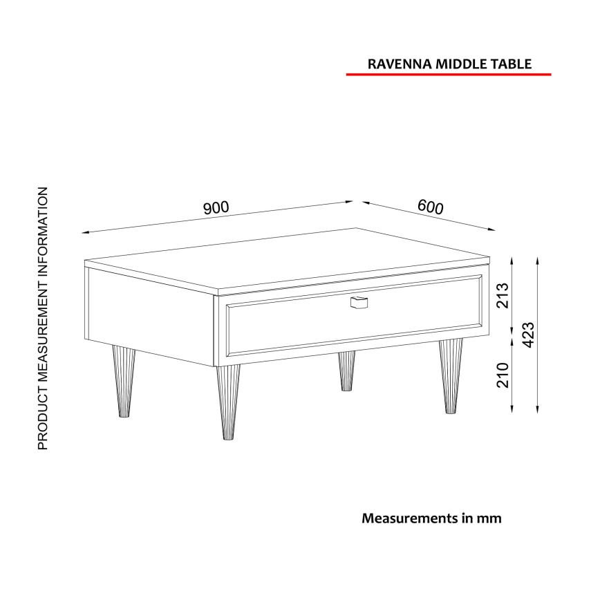 Τραπεζάκι σαλονιού RAVENNA 60x90 cm λευκό