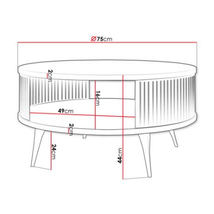 Τραπεζάκι σαλονιού ROENNI 44x75 cm μαύρο/χρυσαφί δρυς