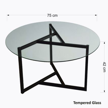 Τραπεζάκι σαλονιού TRIO 42x75 cm γυάλινο/μαύρο