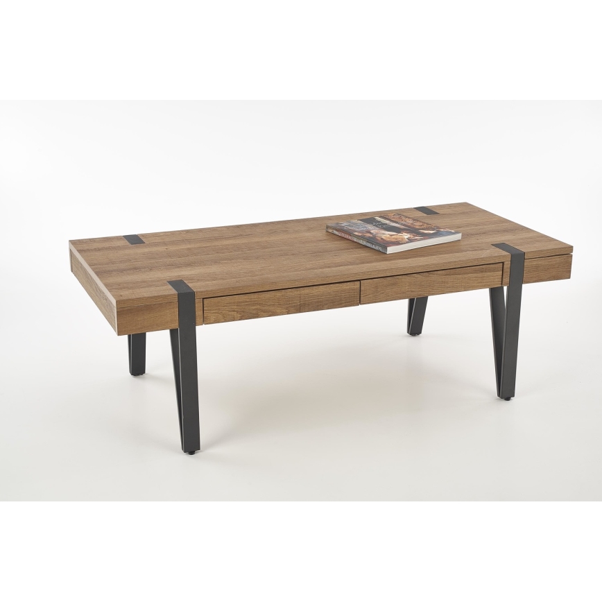 Τραπεζάκι σαλονιού TULUZA 41x120 cm χρυσαφί καρυδιά/μαύρο