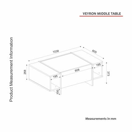 Τραπεζάκι σαλονιού VEYRON 37,3x103,8 cm μαύρο/χρυσό