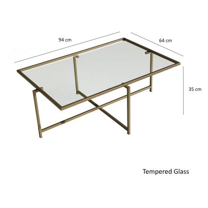 Τραπεζάκι σαλονιού ΗΛΙΟΣ 35x94 cm χρυσό/γυαλί