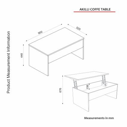 Τραπεζάκι σαλονιού με σερβοτόρο AKILLI 44,8x90 cm λευκό