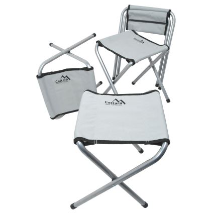 Τραπέζι για κάμπινγκ πτυσσόμενο + 4x chair λευκό/ματ χρώμιο