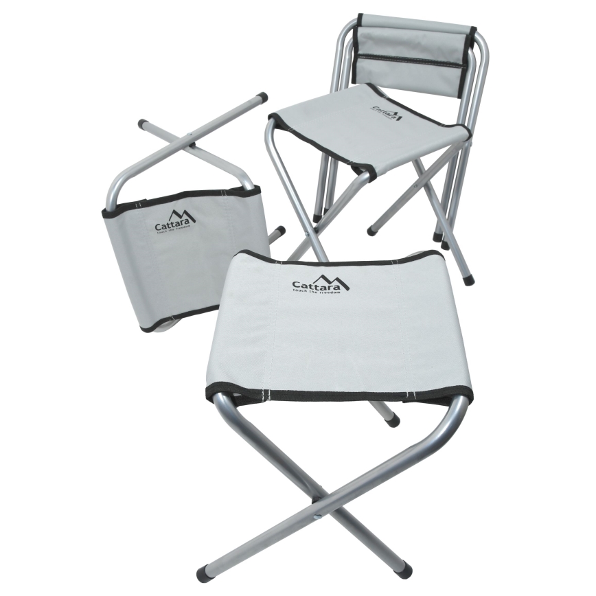 Τραπέζι για κάμπινγκ πτυσσόμενο + 4x chair λευκό/ματ χρώμιο