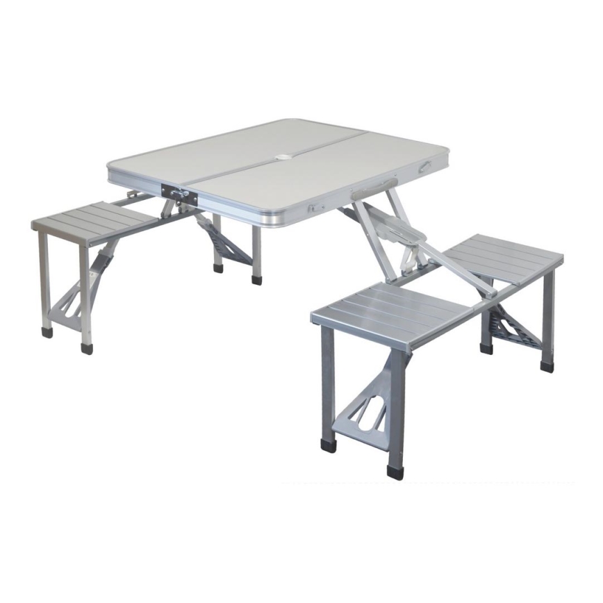 Τραπέζι για κάμπινγκ πτυσσόμενο with chairs λευκό/ματ χρώμιο