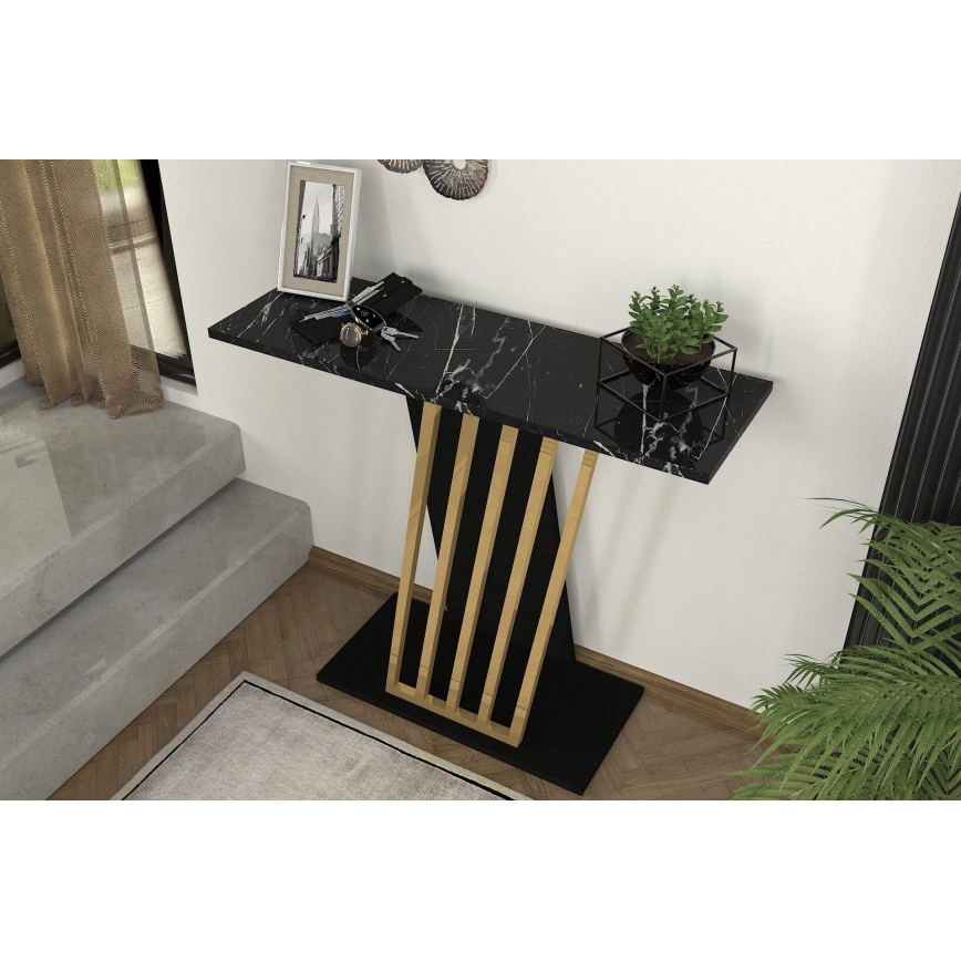 Τραπέζι κονσόλα GRAVITY 76,8x90 cm μαύρο/χρυσό