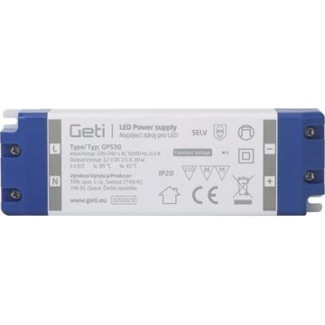Τροφοδοτικό για ταινίες LED 30W/12V IP20