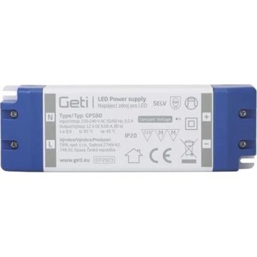 Τροφοδοτικό για ταινίες LED 80W/12V IP20