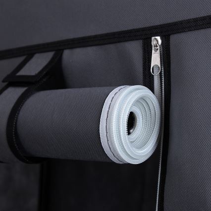 Υφασμάτινη ντουλάπα αποθήκευσης MATIS 110x175 cm, γκρι — με ράφια και μπάρα για κρέμασμα ρούχων