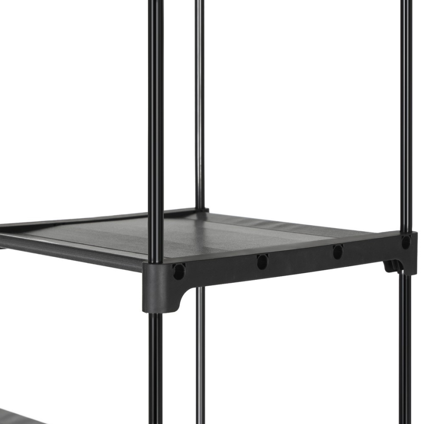 Υφασμάτινη ντουλάπα αποθήκευσης με ράφια και ράβδο ρούχων MATIS 140x174 cm μαύρη