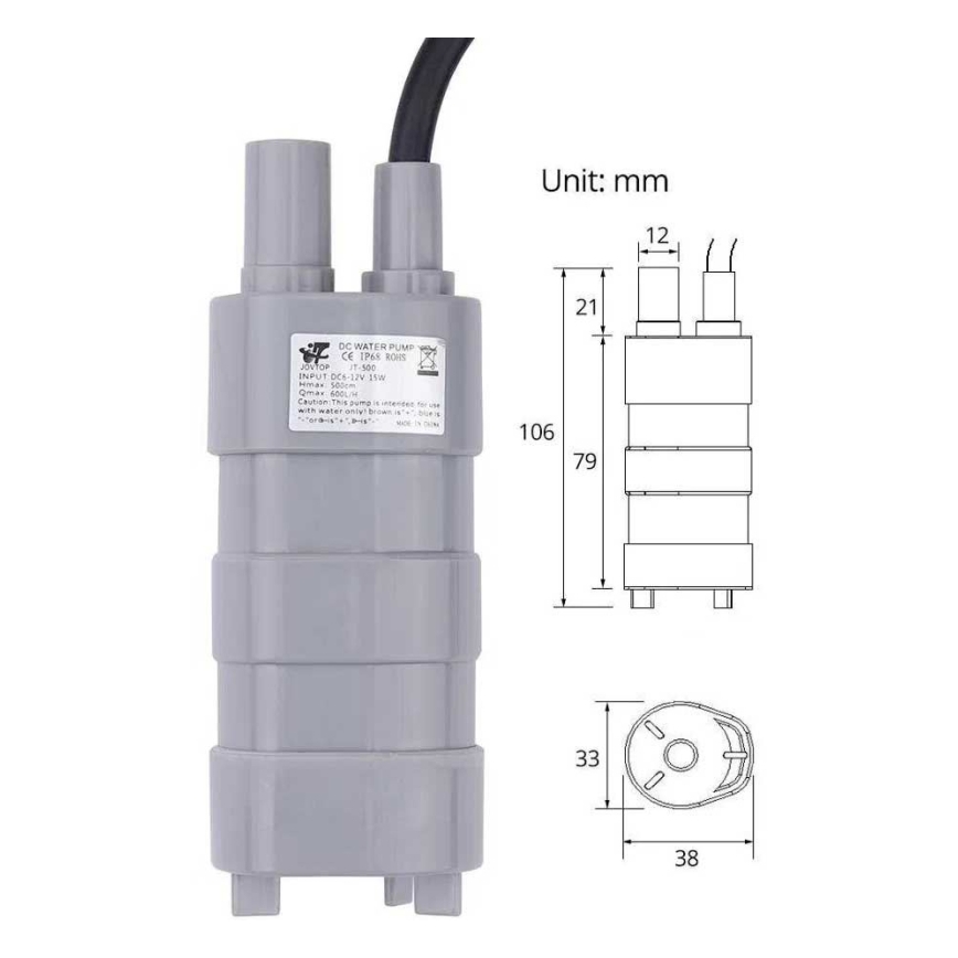 Υποβρύχια αντλία 12V, 600 l/ώρα