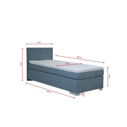 Υφασμάτινο κρεβάτι με στρώμα IDA 90x200 εκ., μπλε